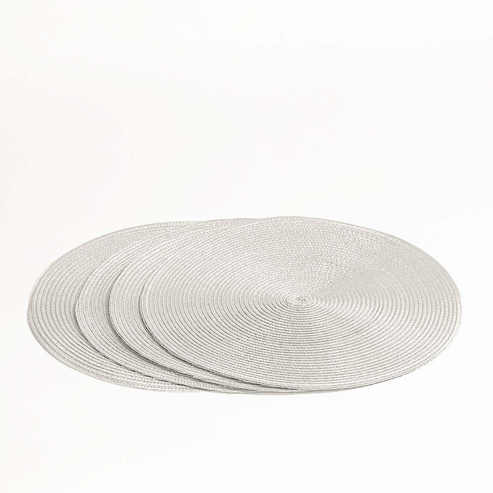 Bueno Round Placemats, Set of 4 - Grey Silver