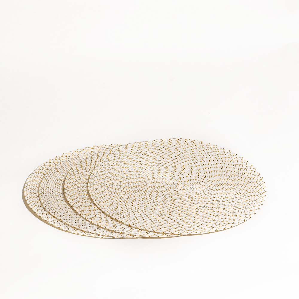 Bueno Round Placemats, Set of 4 - White Gold