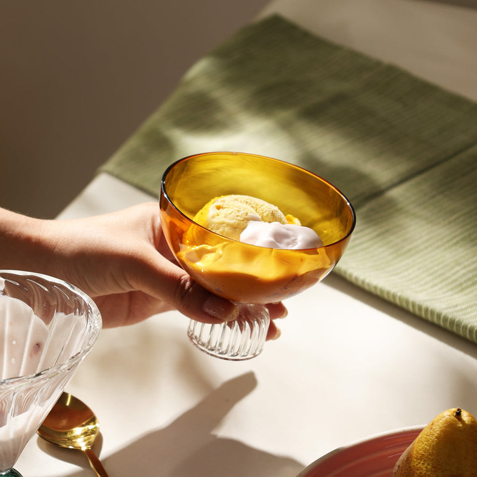 Buono Glass Dessert Cups, Set of 2 - Amber