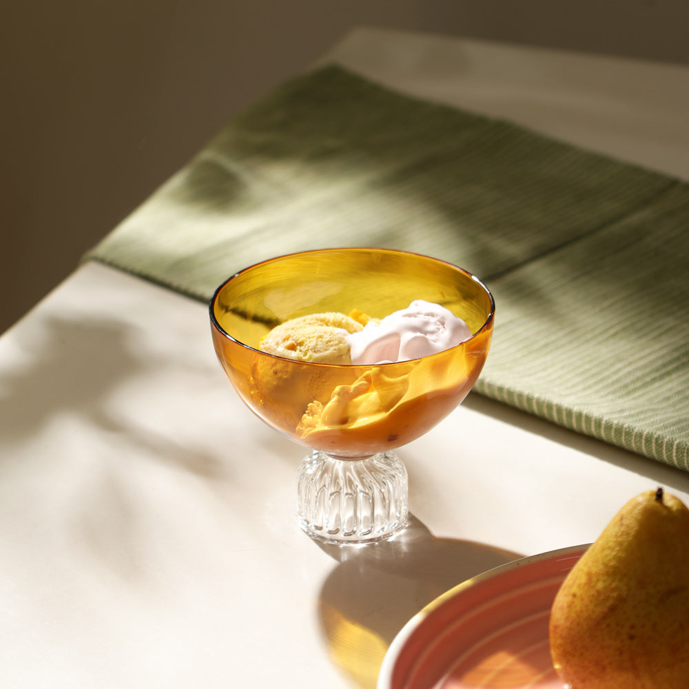 Buono Glass Dessert Cups, Set of 2 - Amber