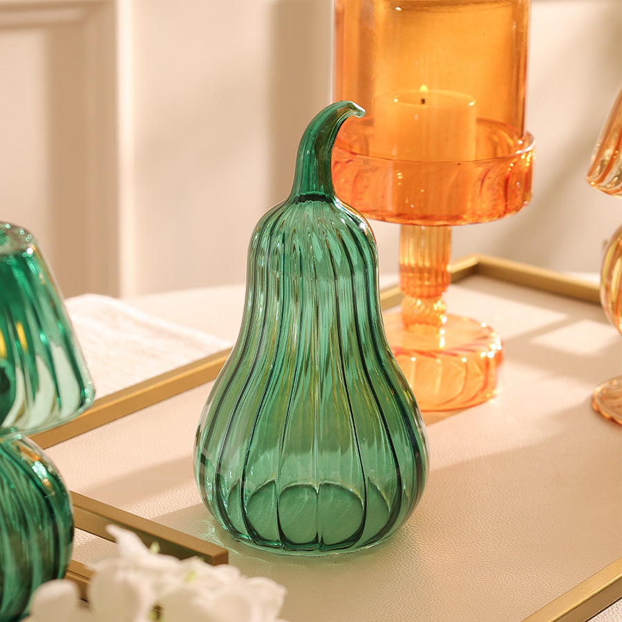 Butternut Squash Glass Sculpture - Teal