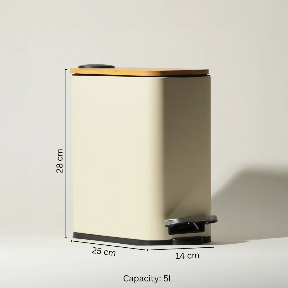 Cade Rectangular Pedal Waste Bin 5L - Beige