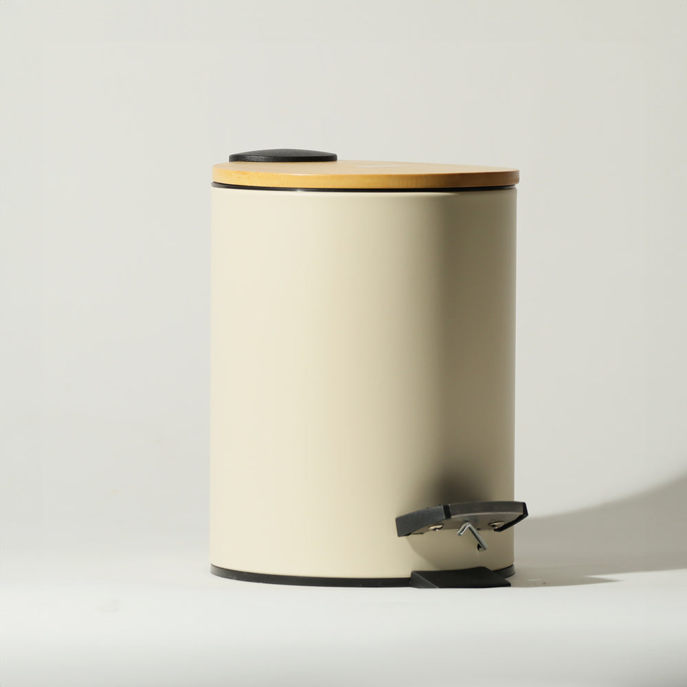 Cade Round Pedal Waste Bin - Beige