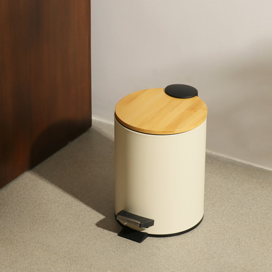 Cade Round Pedal Waste Bin - Beige