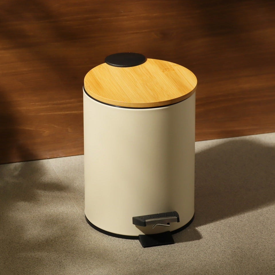 Cade Round Pedal Waste Bin - Beige