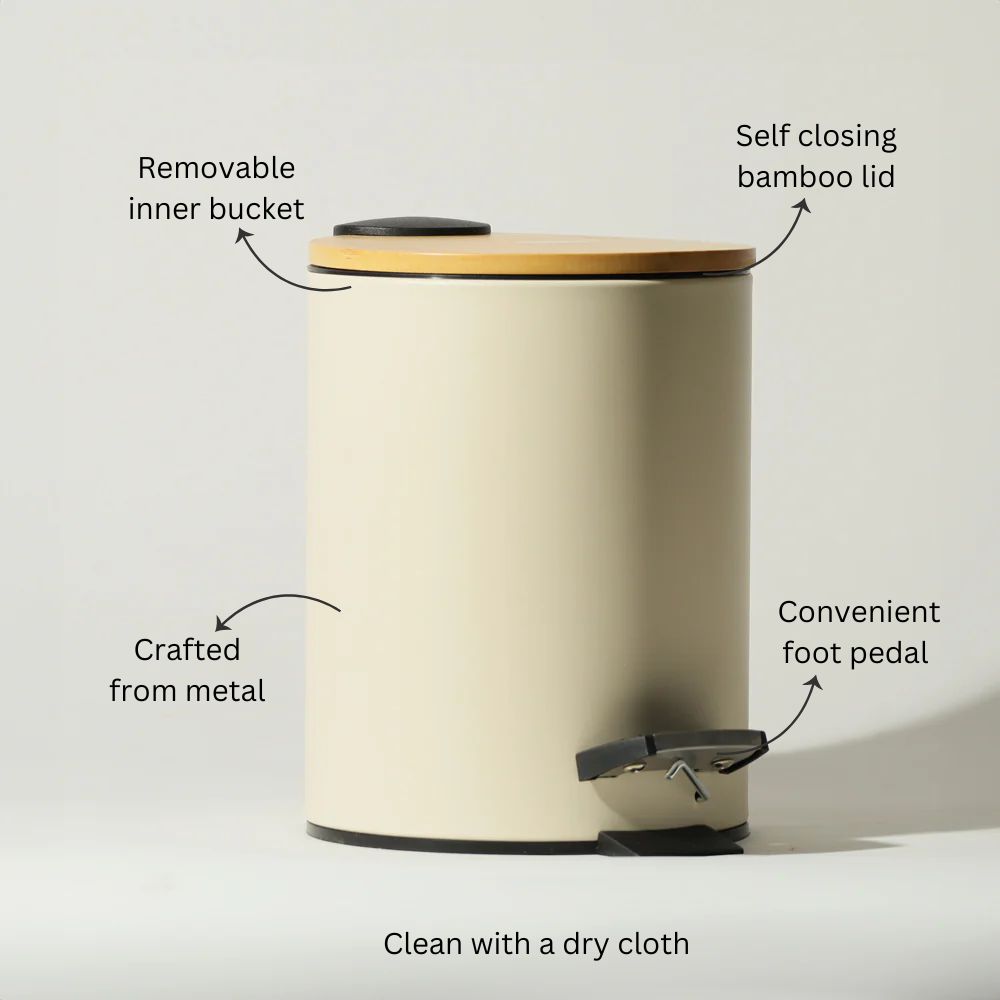 Cade Round Pedal Waste Bin 3L - Beige
