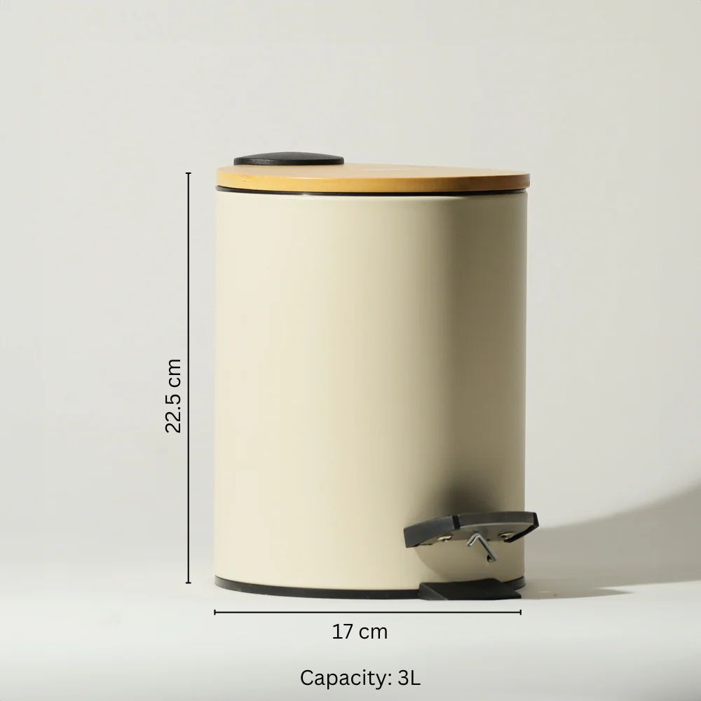 Cade Round Pedal Waste Bin 3L - Beige