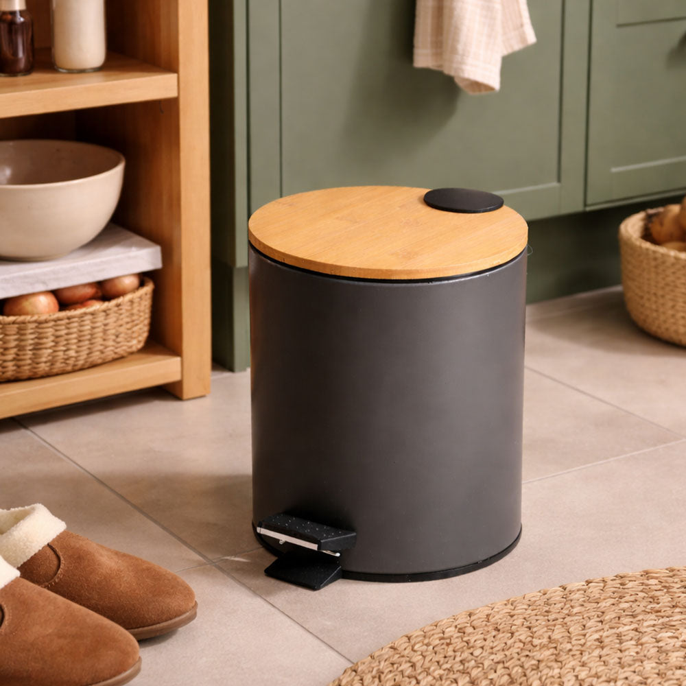 Cade Round Pedal Waste Bin 5L - Charcoal
