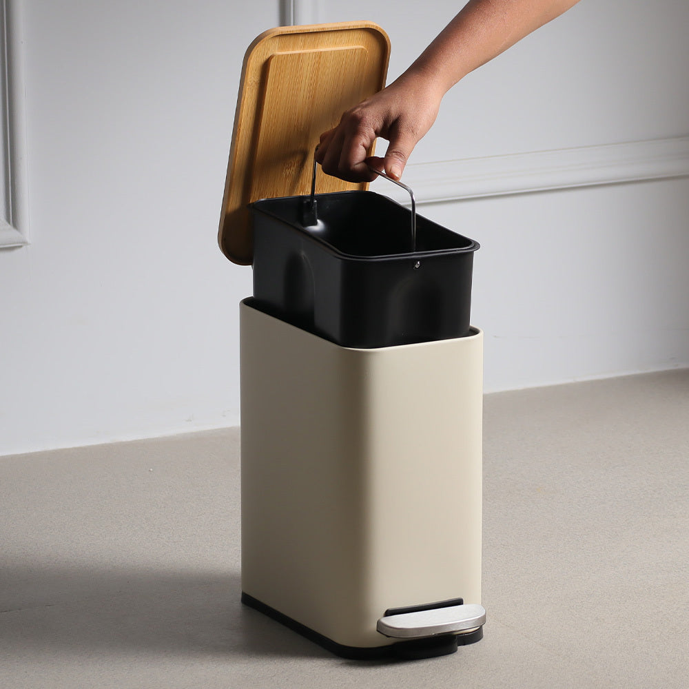 Cade Rectangular Pedal Waste Bin 5L - Beige