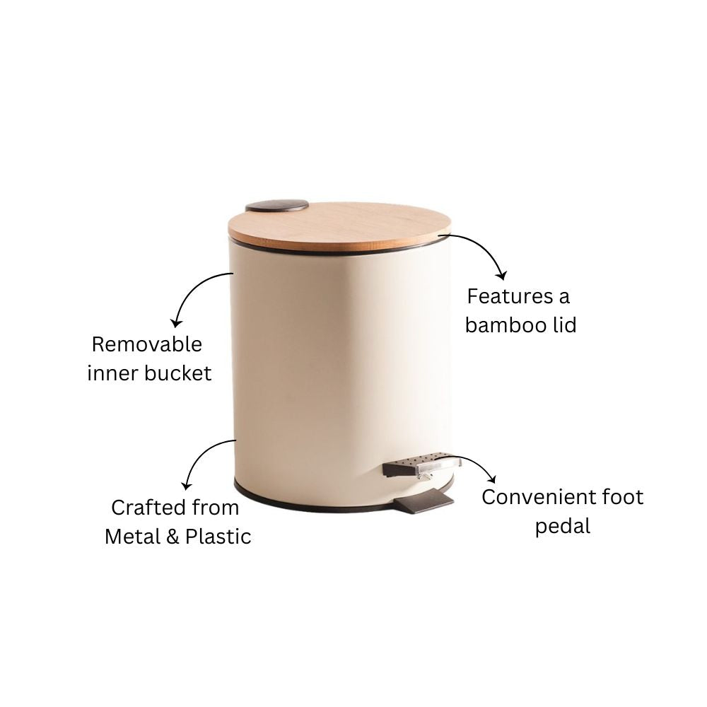 Cade Round Pedal Waste Bin 5L - Beige