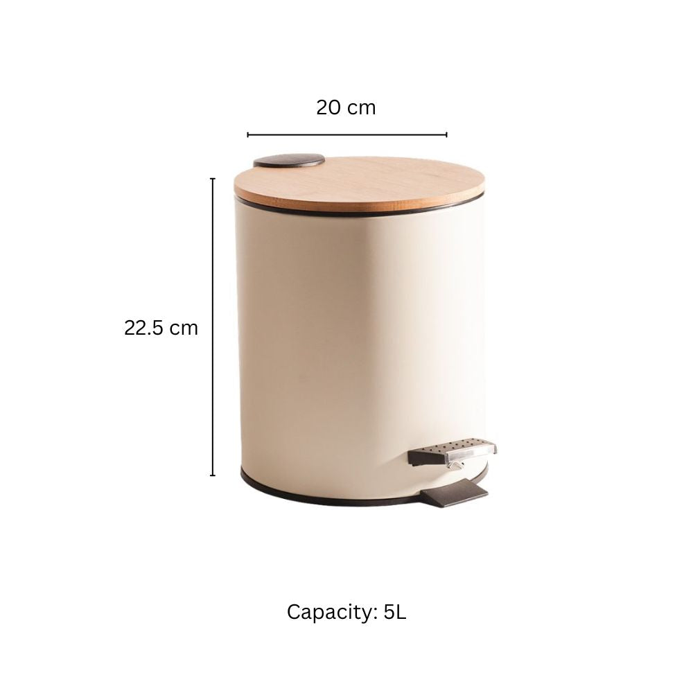 Cade Round Pedal Waste Bin 5L - Beige