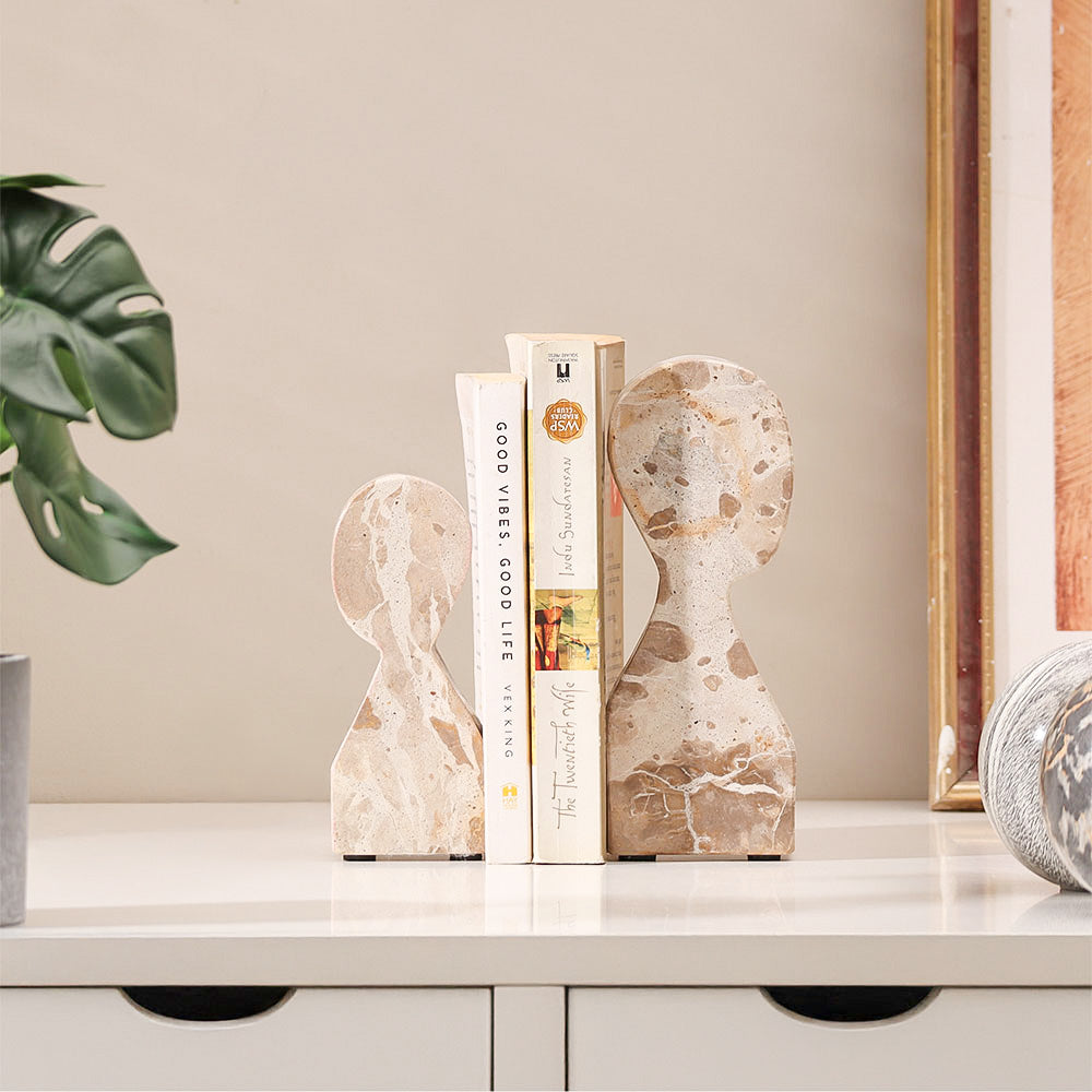 ESQ Living Cadence Marble Bookends, Set of 2 - Sandstone