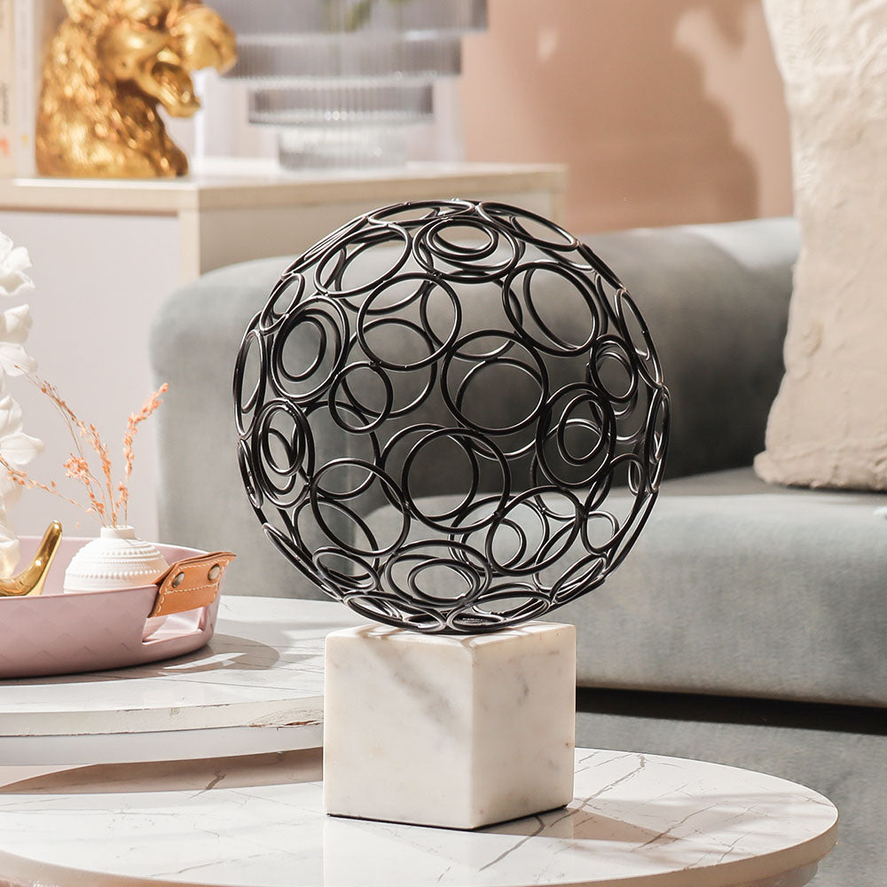 Opulant Steel & Marble Sculpture Large - Black White