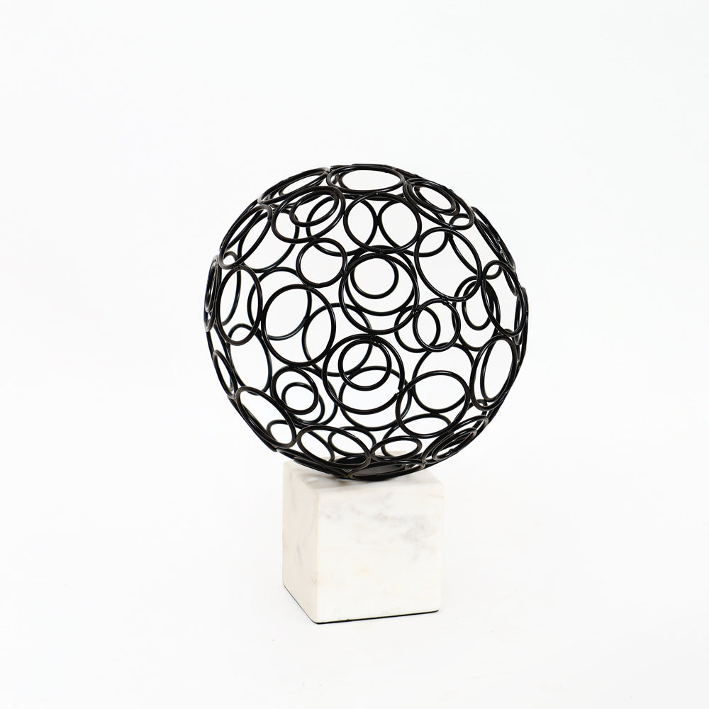 Opulant Steel & Marble Sculpture Large - Black White
