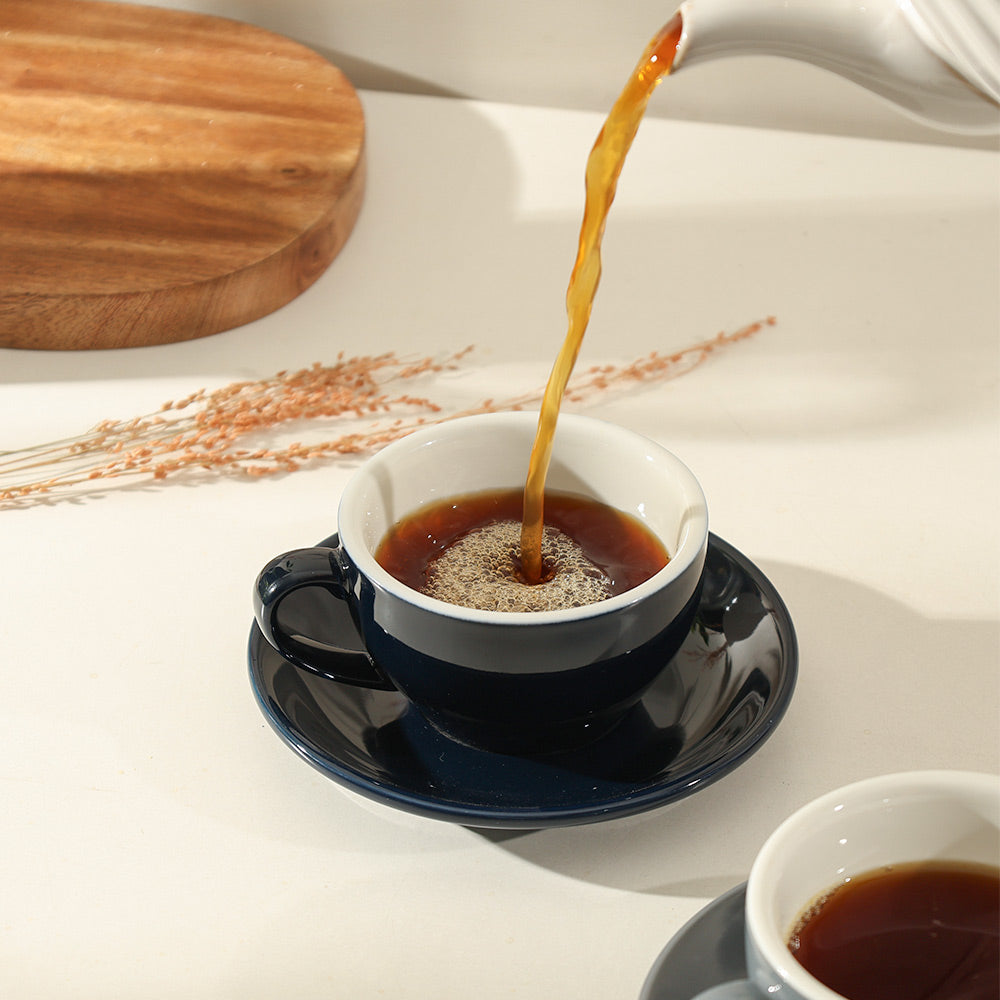 Caffe Porcelain Cappuccino Cup and Saucer Set - Dark Navy