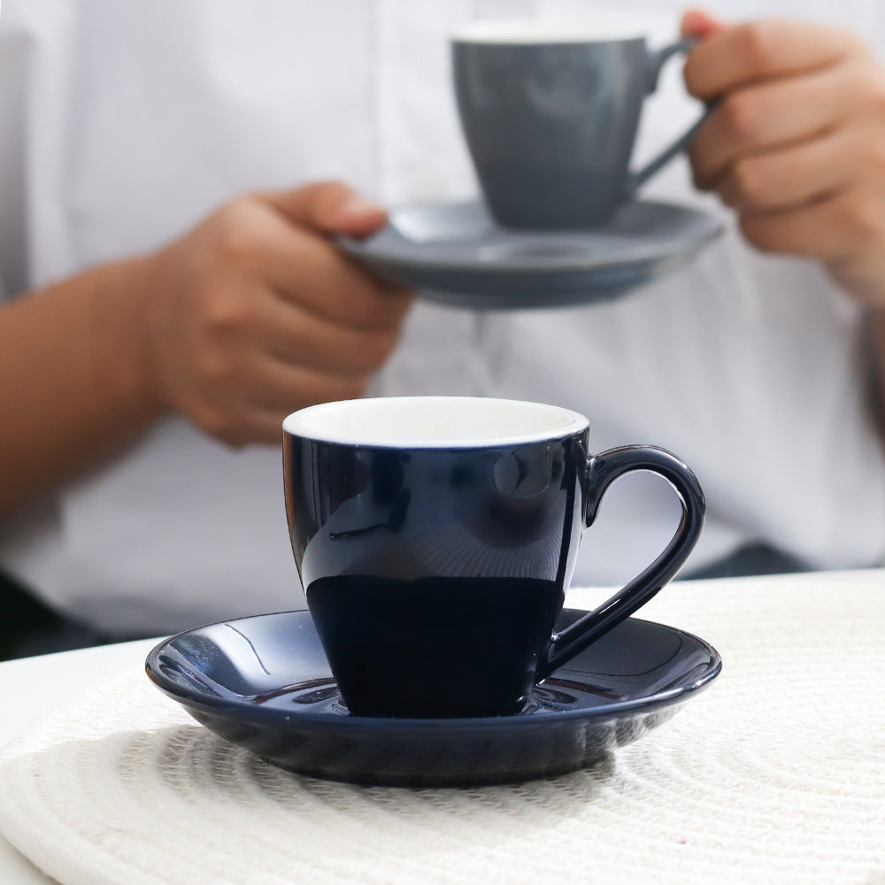 Caffe Porcelain Espresso Cup and Saucer Set - Dark Navy