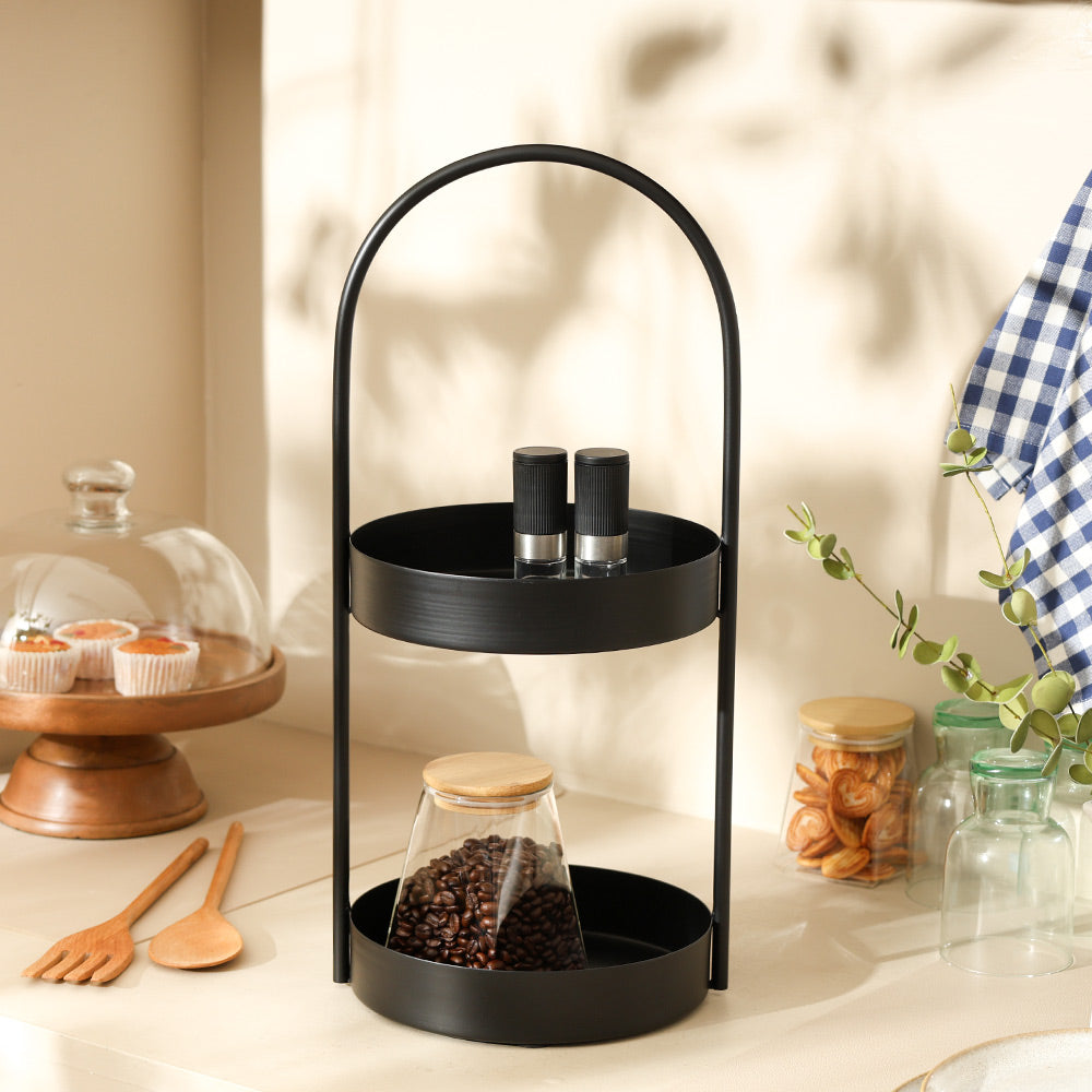 Cairo 2-Tier Round Metal Caddy - Black