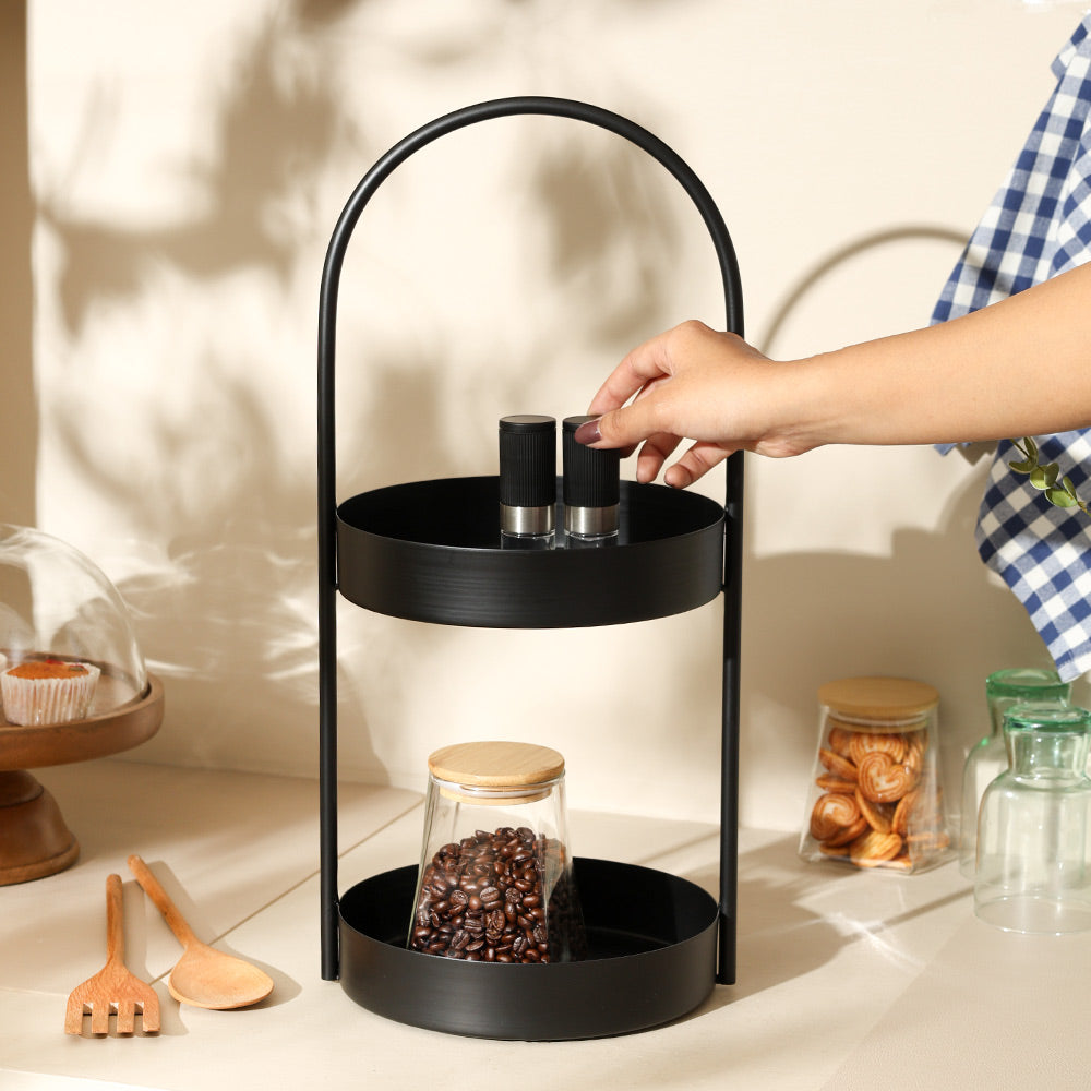 Cairo 2-Tier Round Metal Caddy - Black