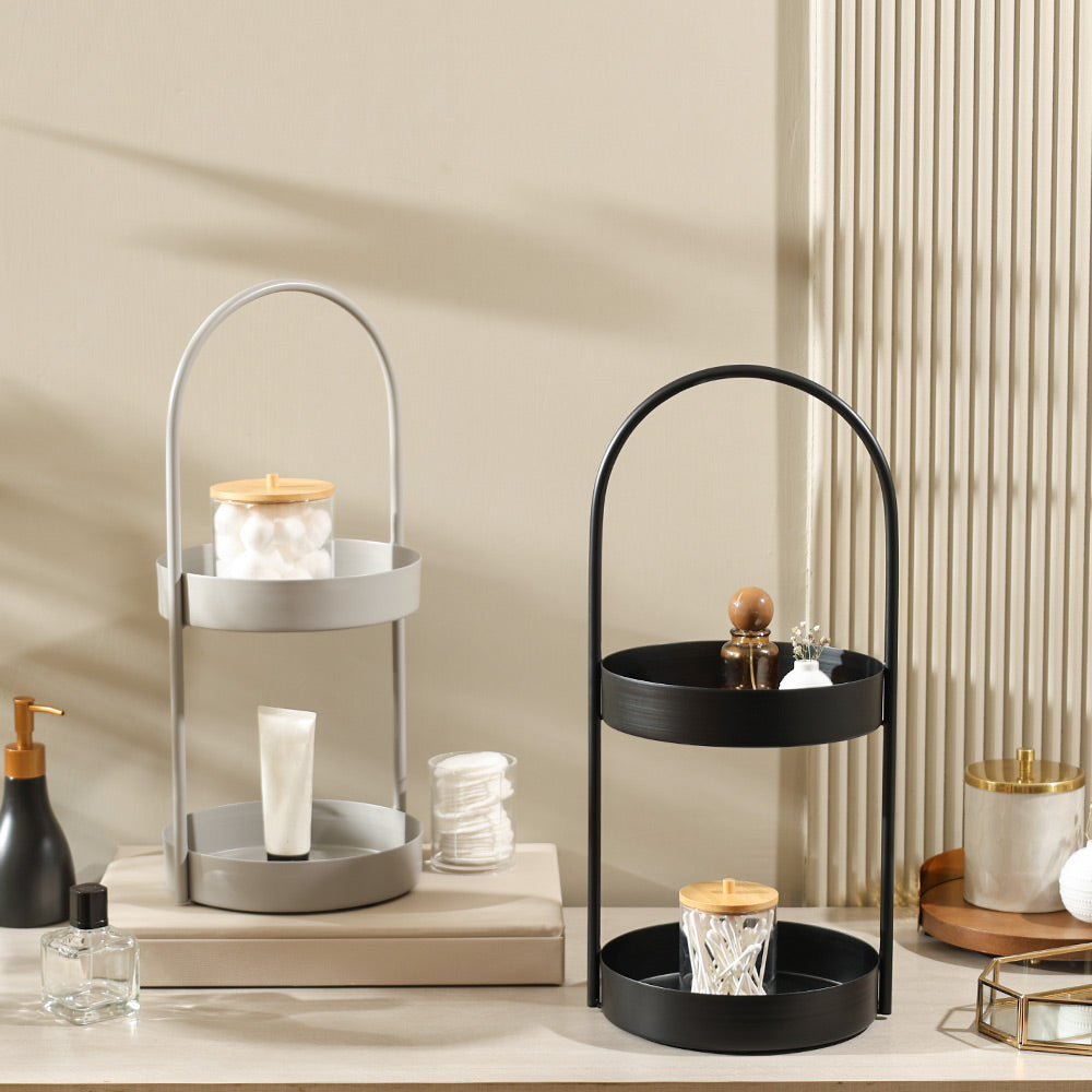 Cairo 2-Tier Round Metal Caddy - Black