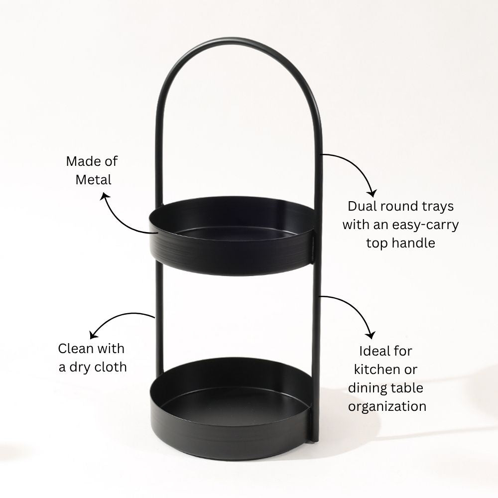 Cairo 2-Tier Round Metal Caddy - Black