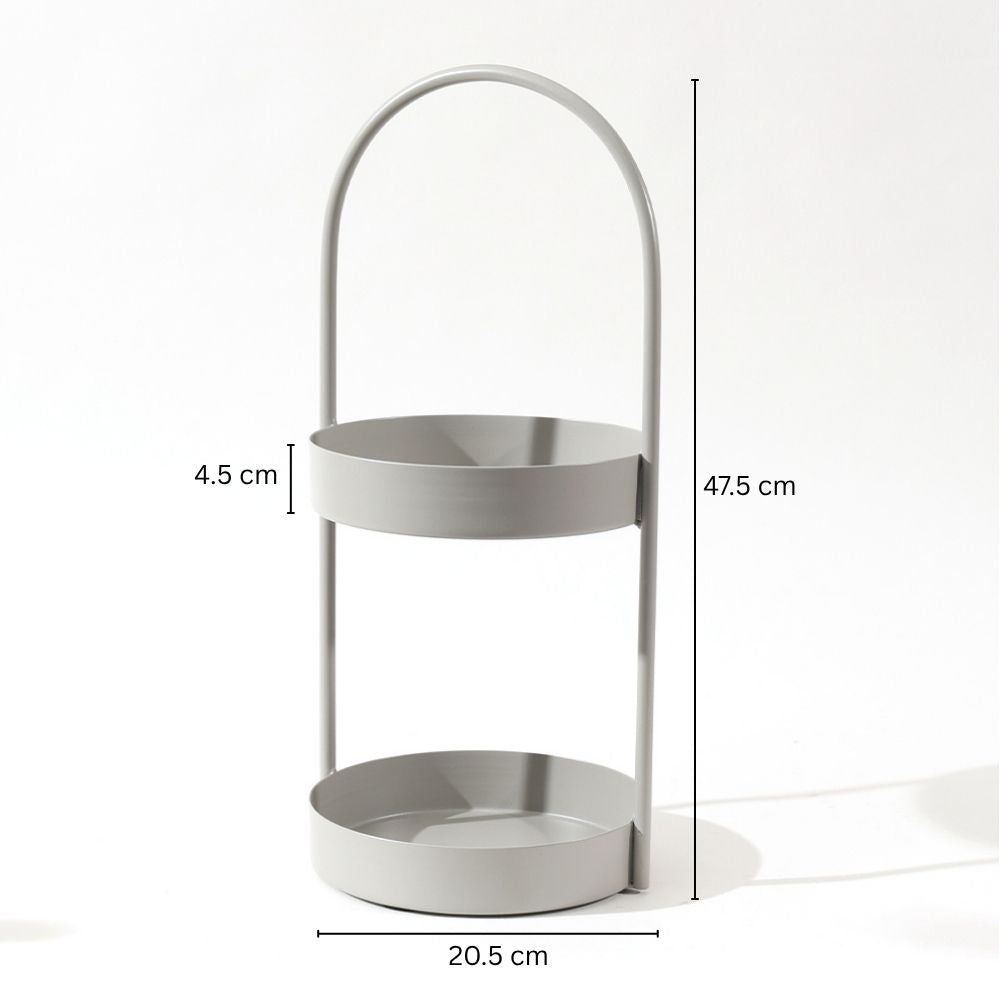 Cairo 2-Tier Round Metal Caddy - Light Grey