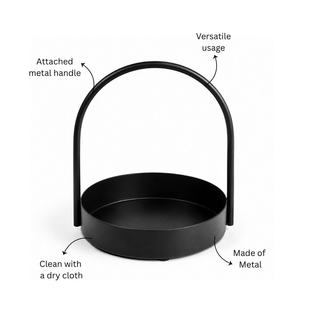 Cairo Round Metal Caddy Medium - Black
