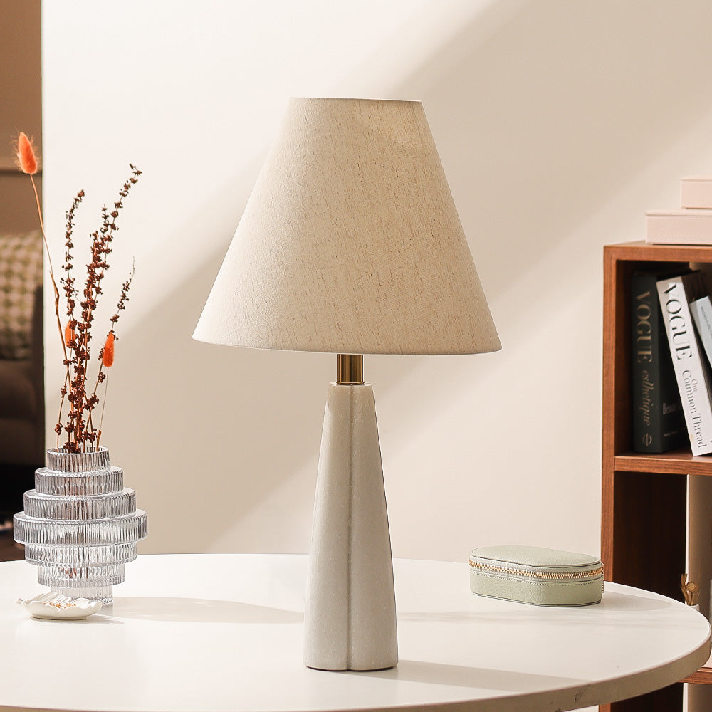 Carla Marble Tapered Table Lamp XL - White Beige