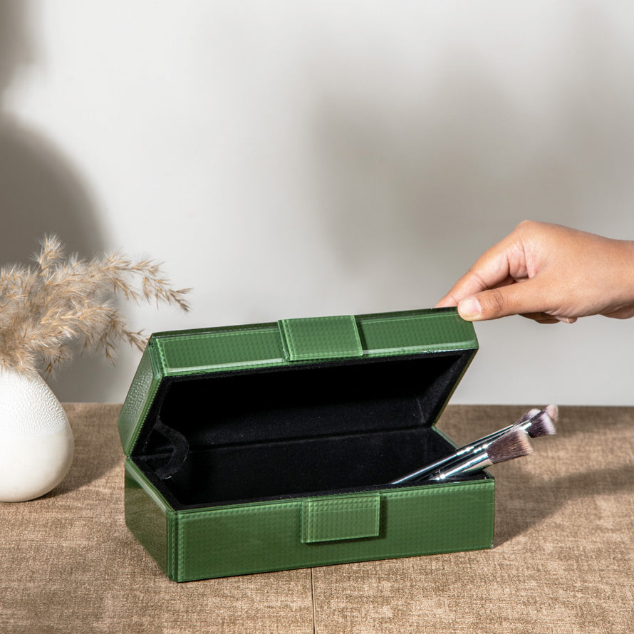 Cala Glass Storage Box Medium - Olive