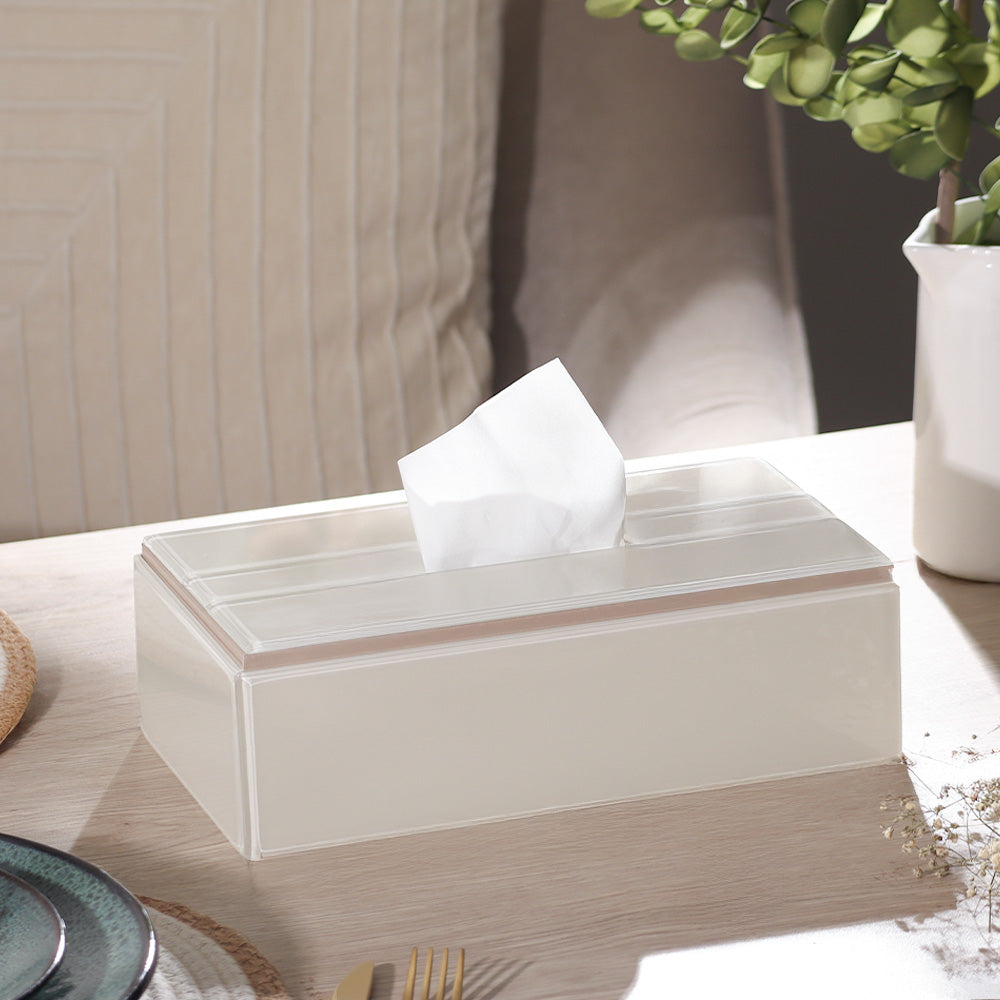 Cala Glass Tissue Box Holder - Ivory