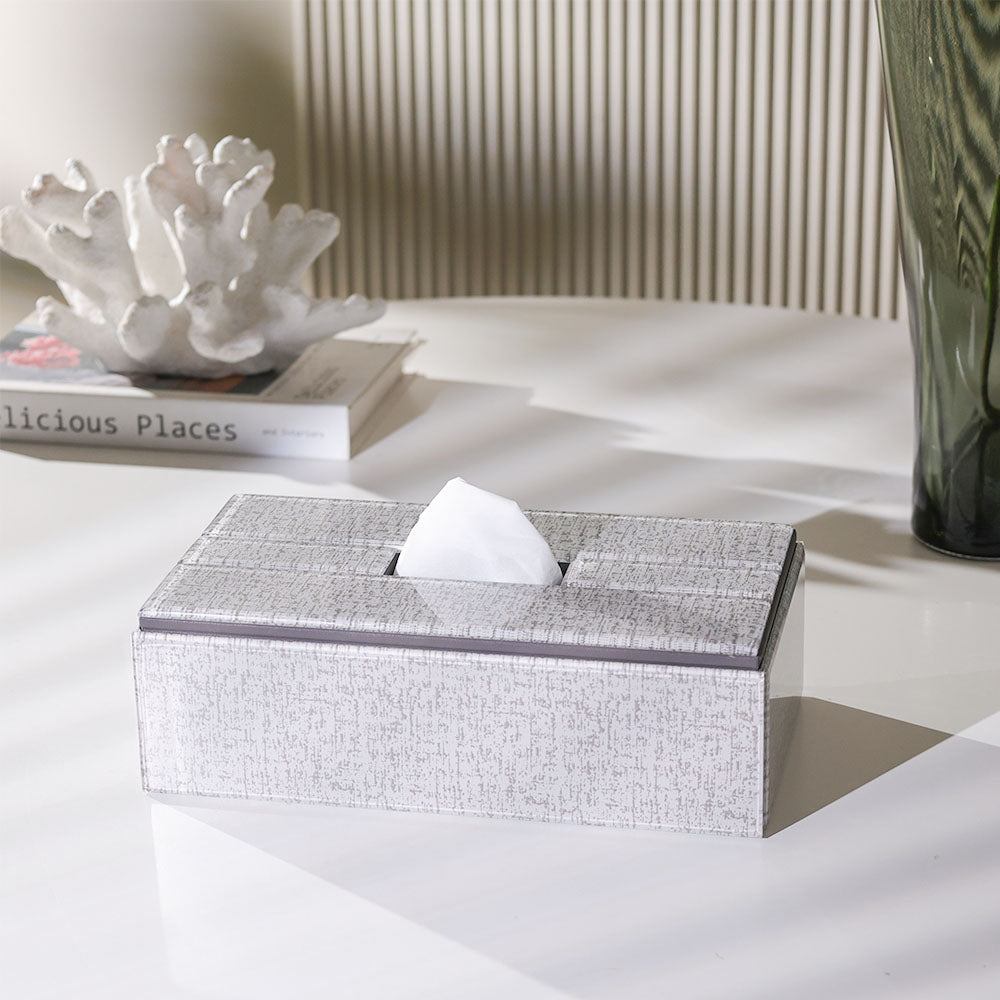 Cala Glass Tissue Box Holder - Tweed Grey