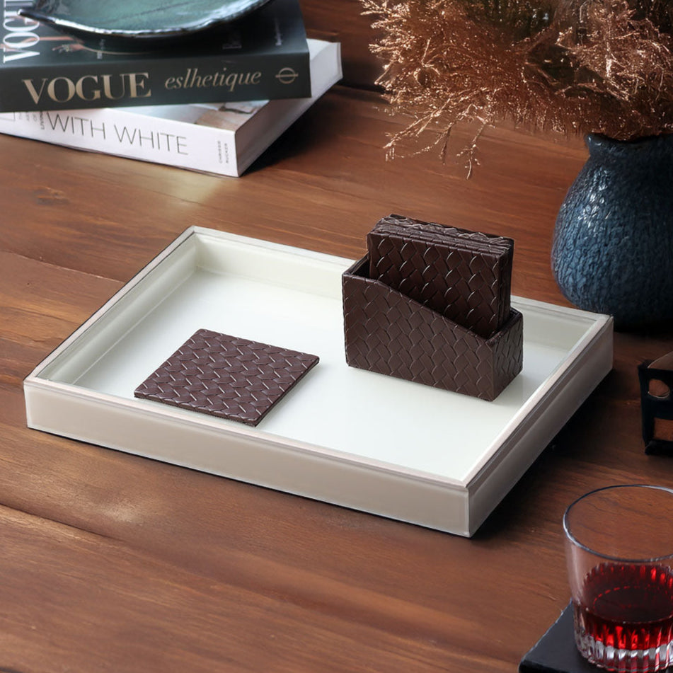 Cala Glass Decorative Tray Large - Ivory