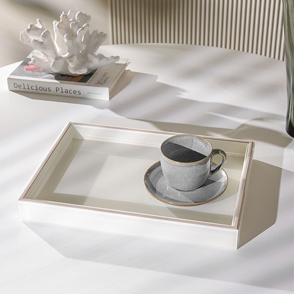 Cala Glass Decorative Tray Large - Ivory