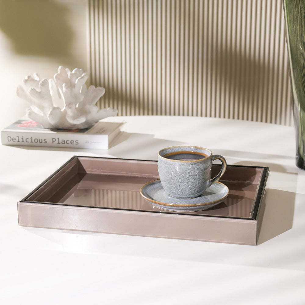 Cala Glass Decorative Tray Large - Taupe