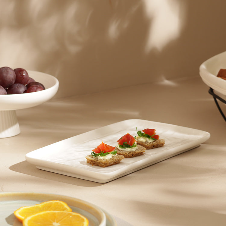 Calder Rectangular Serving Plate - Textured White