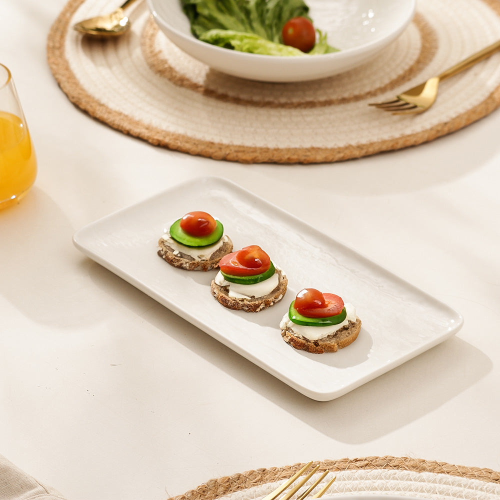 Calder Rectangular Serving Plate - Textured White