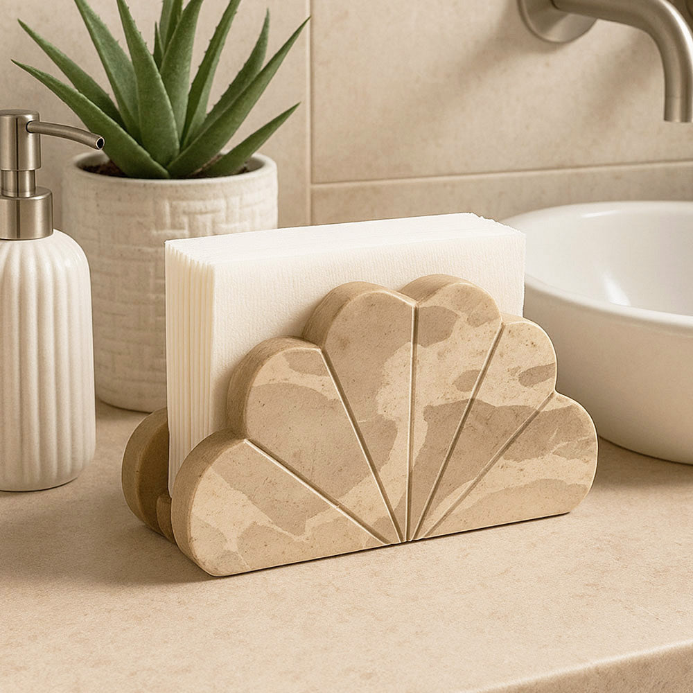 Calliope Marble Napkin Holder - Sandstone
