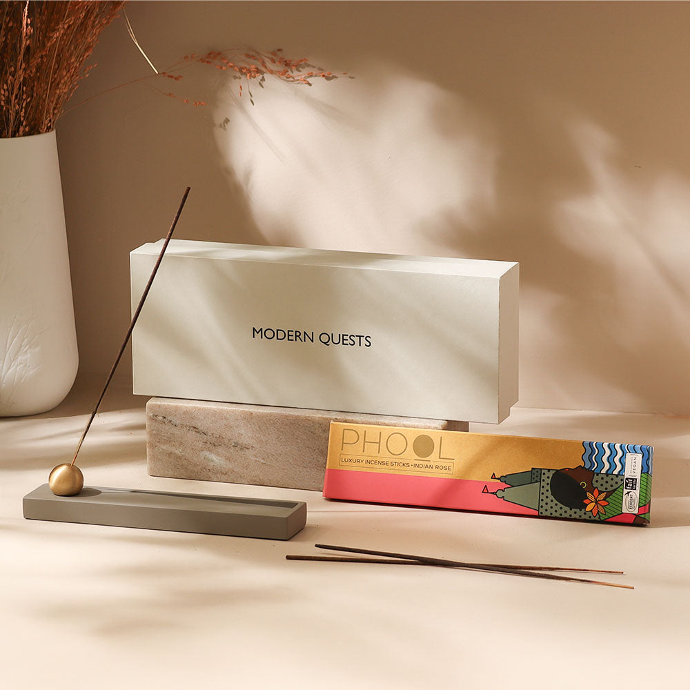 Calm Incense Holder with Incense Sticks Gift Set - Grey