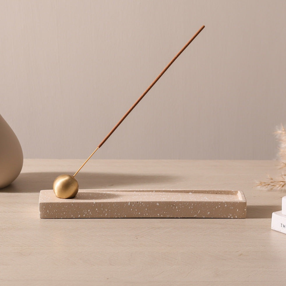 Calm Incense Holder with Incense Sticks Gift Set - Speckled Taupe