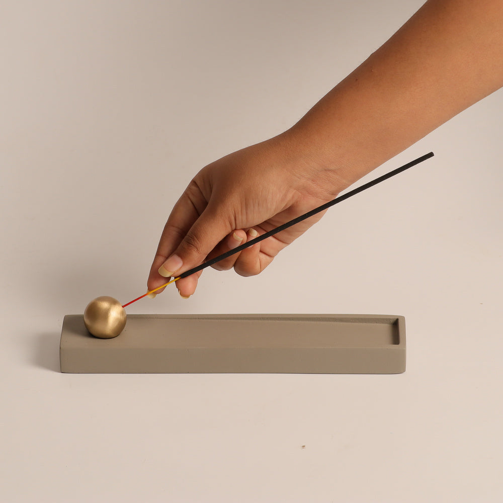 Calm Metal & Concrete Incense Holder - Grey