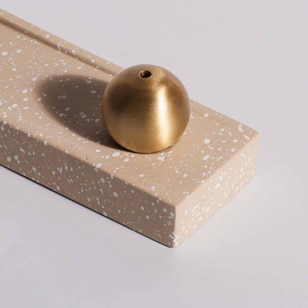 Calm Metal & Concrete Incense Holder - Speckled Taupe