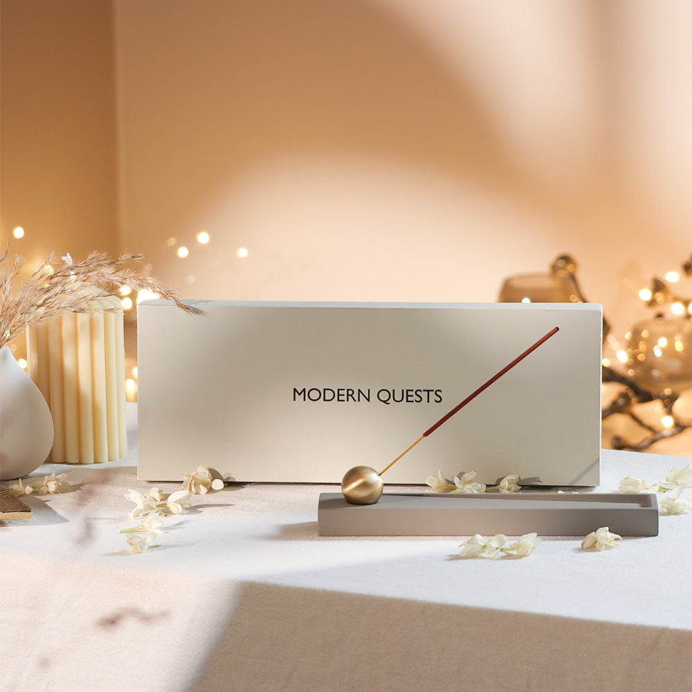 Calm Incense Holder with Incense Sticks Gift Set - Grey