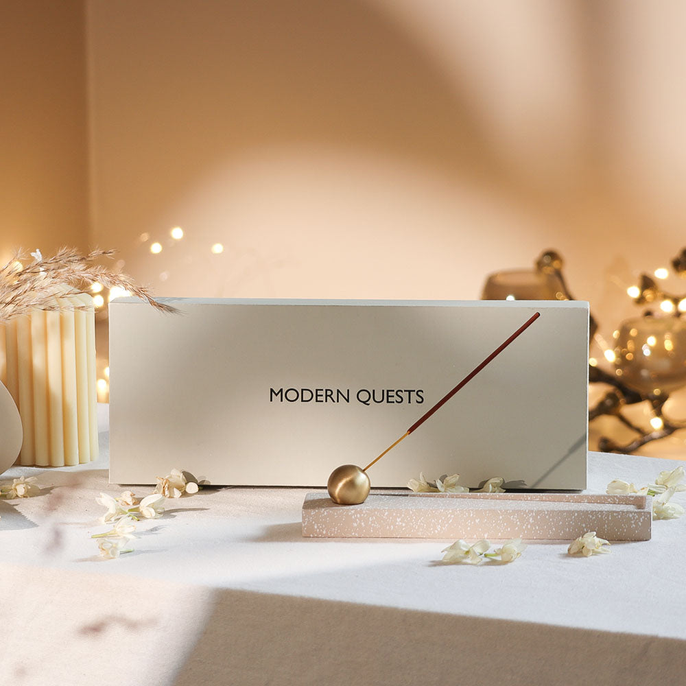 Calm Incense Holder with Incense Sticks Gift Set - Speckled Taupe