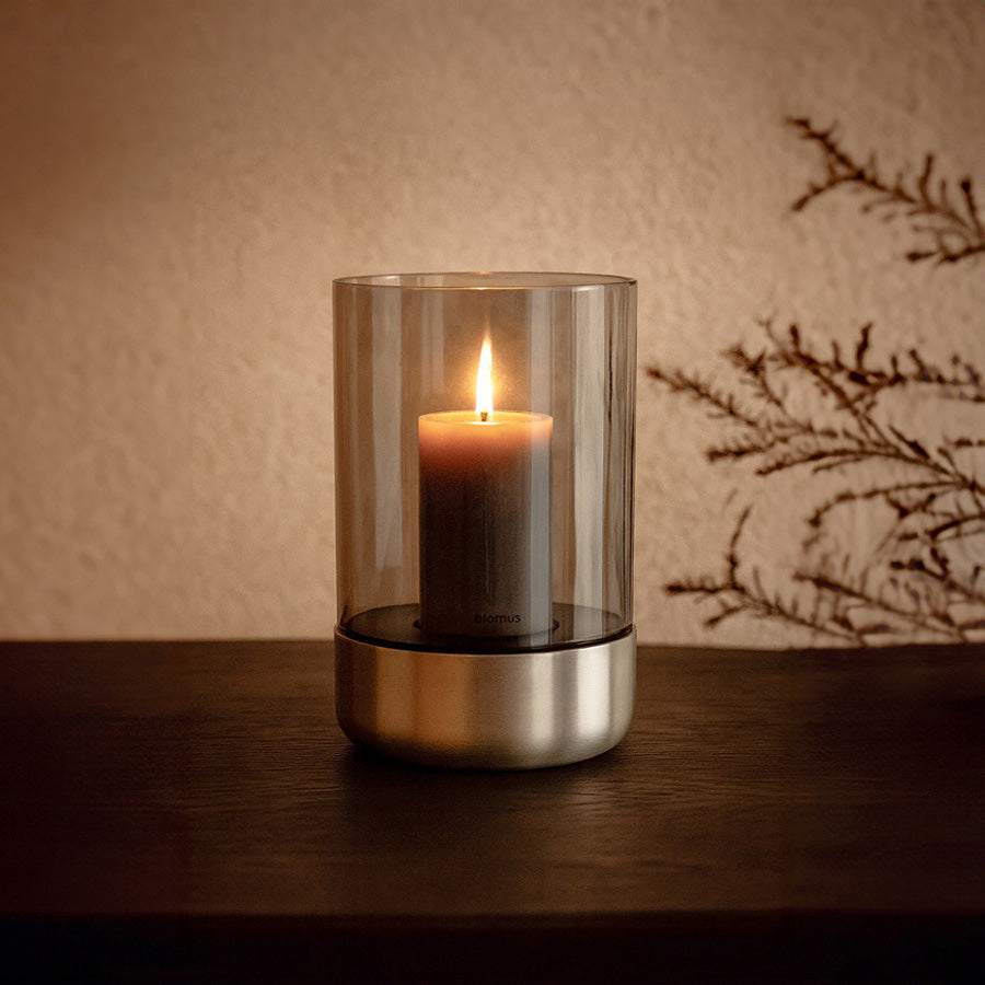 Calma Tealight Hurricane Medium - Smoke Grey