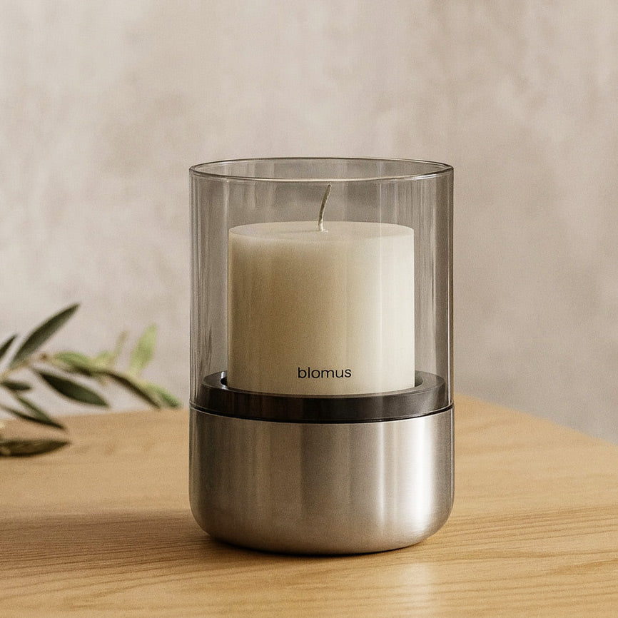 Calma Tealight Hurricane Small - Smoke Grey