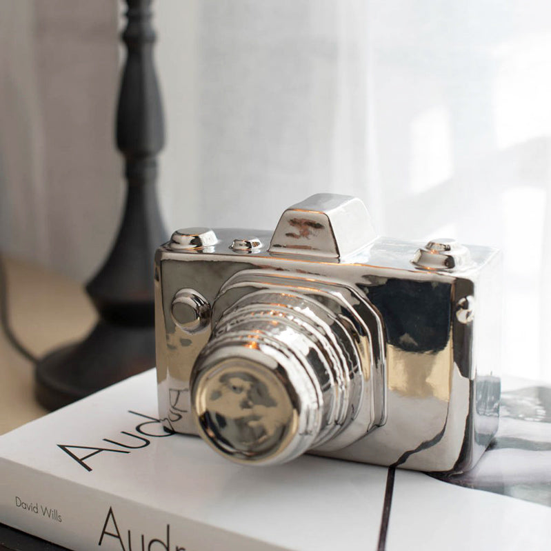 Camera Decorative Sculpture Medium - Silver