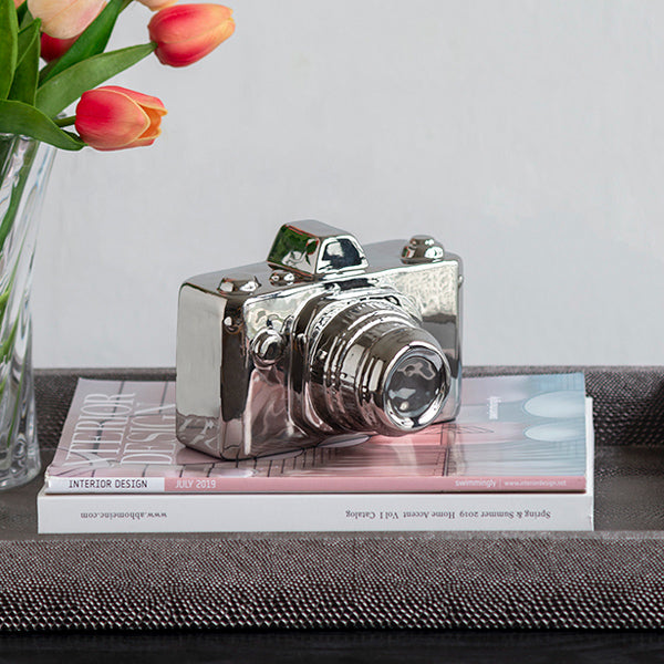 Camera Decorative Sculpture Medium - Silver