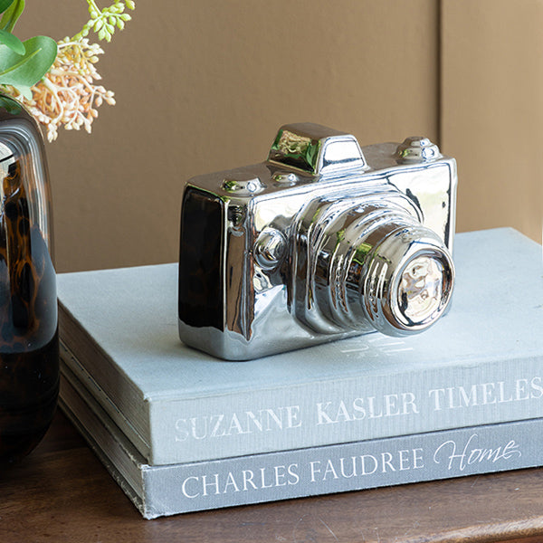 Camera Decorative Sculpture Medium - Silver