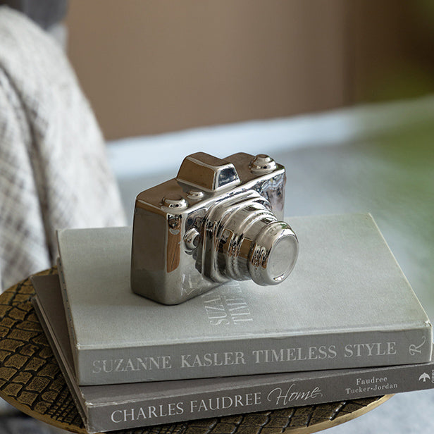 Camera Decorative Sculpture Medium - Silver