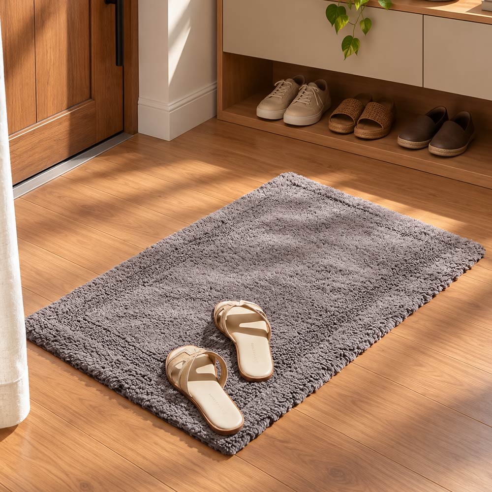 Camille Reversible Handloom Bathmat - Dark Grey