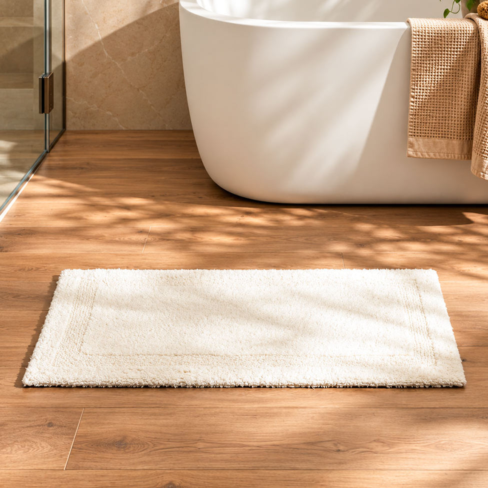 Camille Reversible Handloom Bathmat - Ivory